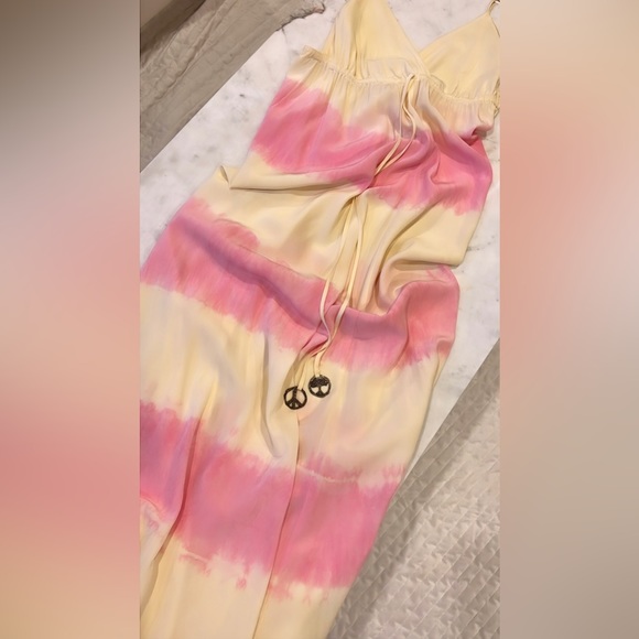 Gypsy 05 100% Silk Pink & Cream Max Dress Medium - Picture 4 of 13